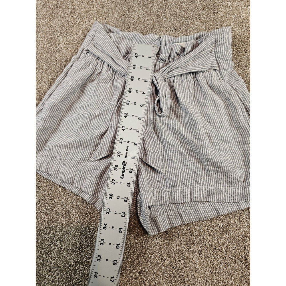 Abercrombie & Fitch Blue White Striped Paperbag Waist Linen Blend Shorts Small - Picture 4 of 7